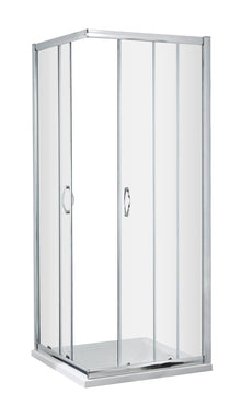 Nui Ella 1850 X 760mm Corner Entry Shower Enclosure Contemporary Chrome Aluminium 1850x745x44mm - JJ Building Materials