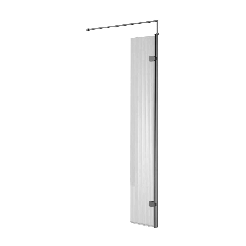Nui Fluted Swing Screen 300x1850 Gm Contemporary Brushed Pewter Aluminium 1850x322x27mm - JJ Building Materials