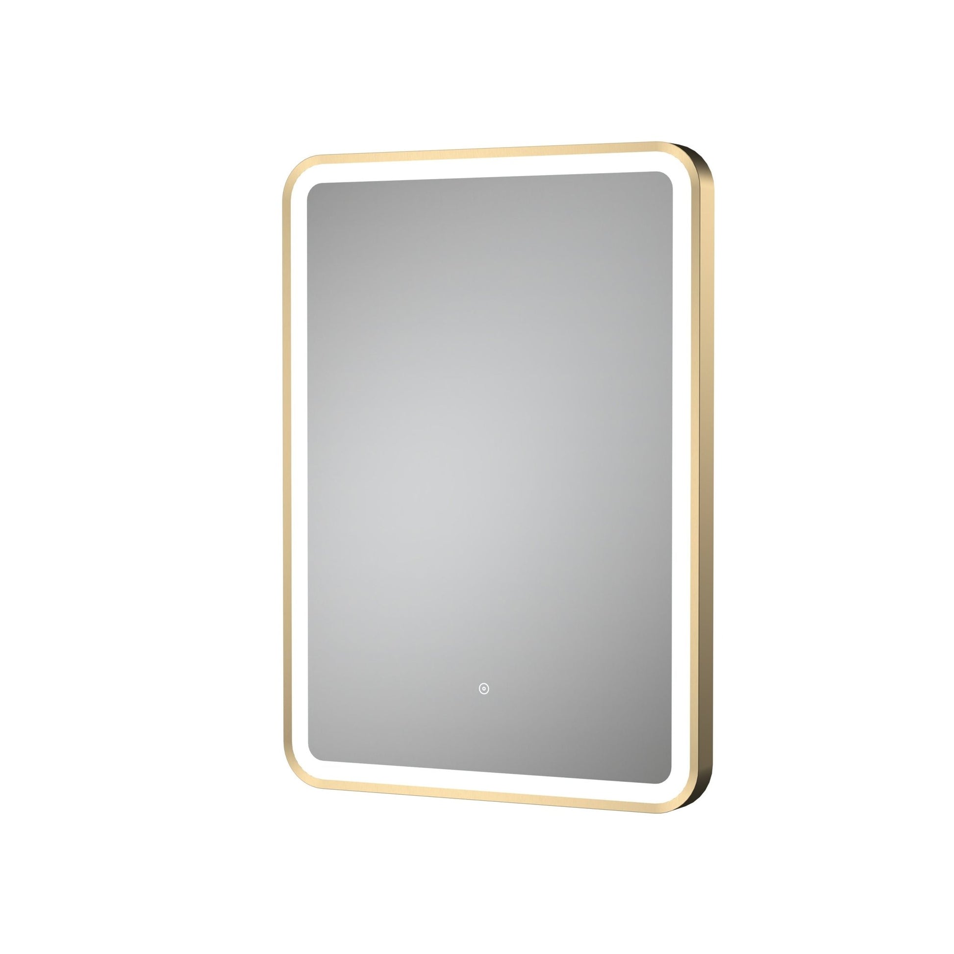 Nui Framed Led Touch Sensor Mirrors 700 X 500 Brushed Brass Framed Mirror Contemporary Aluminium 700x500x33mm - JJ Building Materials