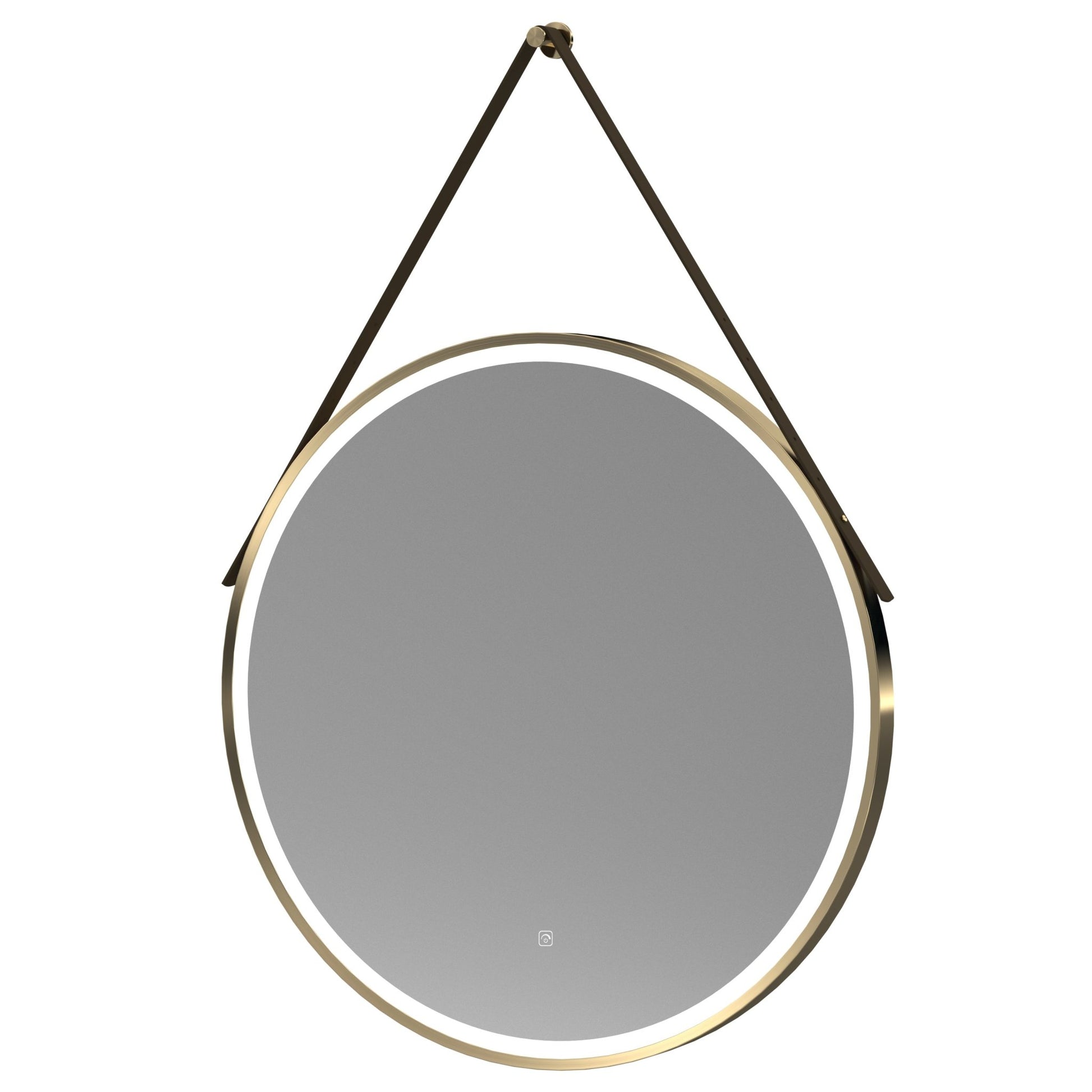 Nui Framed Led Touch Sensor Mirrors 800mm Round Illuminated Mirror Contemporary Brushed Brass Aluminium 800x800x40mm - JJ Building Materials