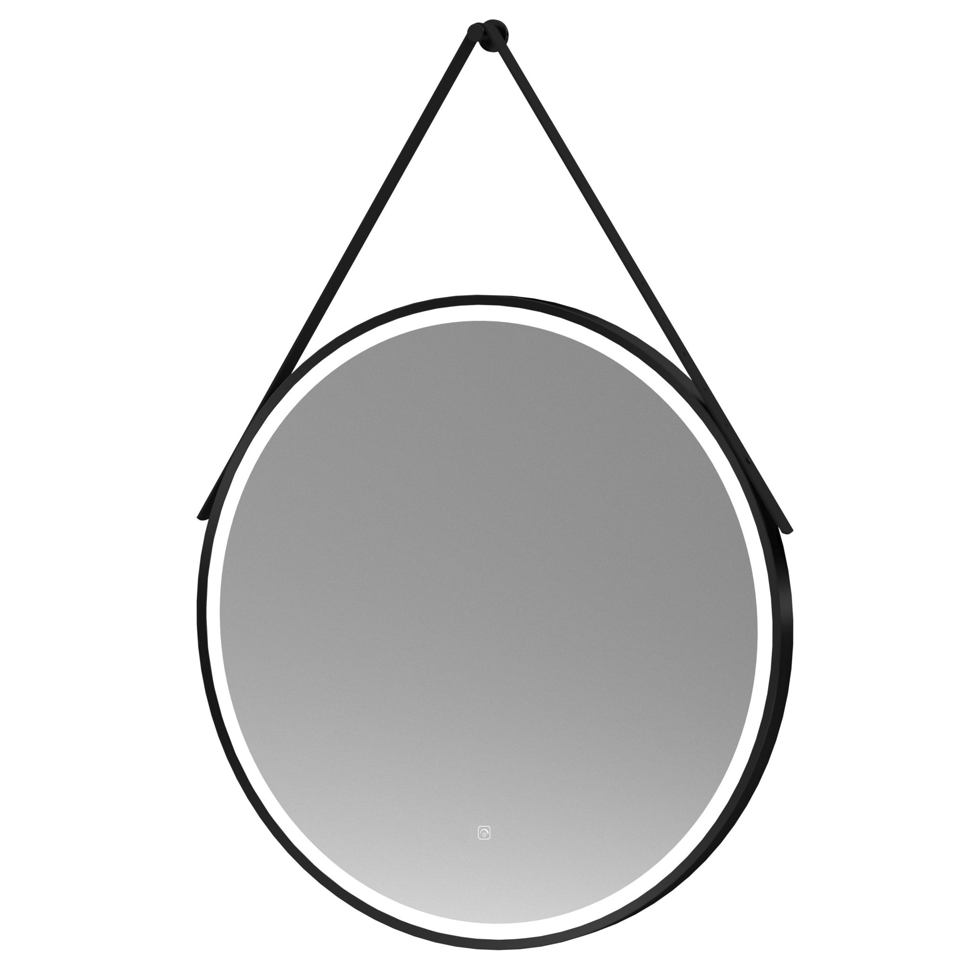 Nui Framed Led Touch Sensor Mirrors 800mm Round Illuminated Mirror Contemporary Matt Black Aluminium 800x800x40mm - JJ Building Materials