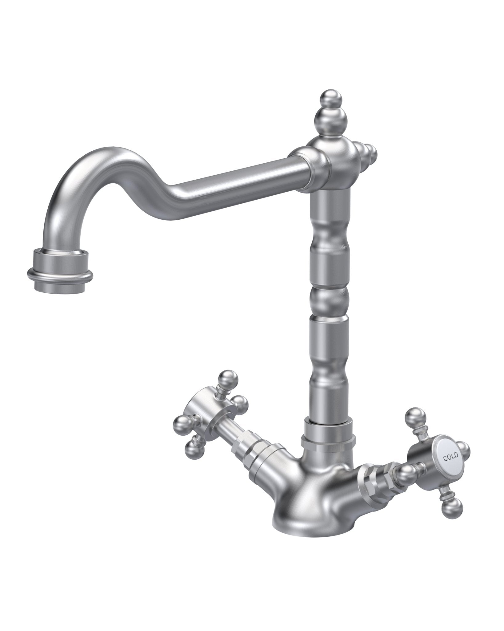 Nui French Classic Mono Sink Mixer Traditional Brushed Nickel Brass 240x190x230mm - JJ Building Materials