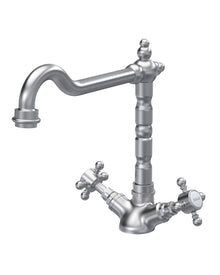 Nui French Classic Mono Sink Mixer Traditional Brushed Nickel Brass 240x190x230mm - JJ Building Materials