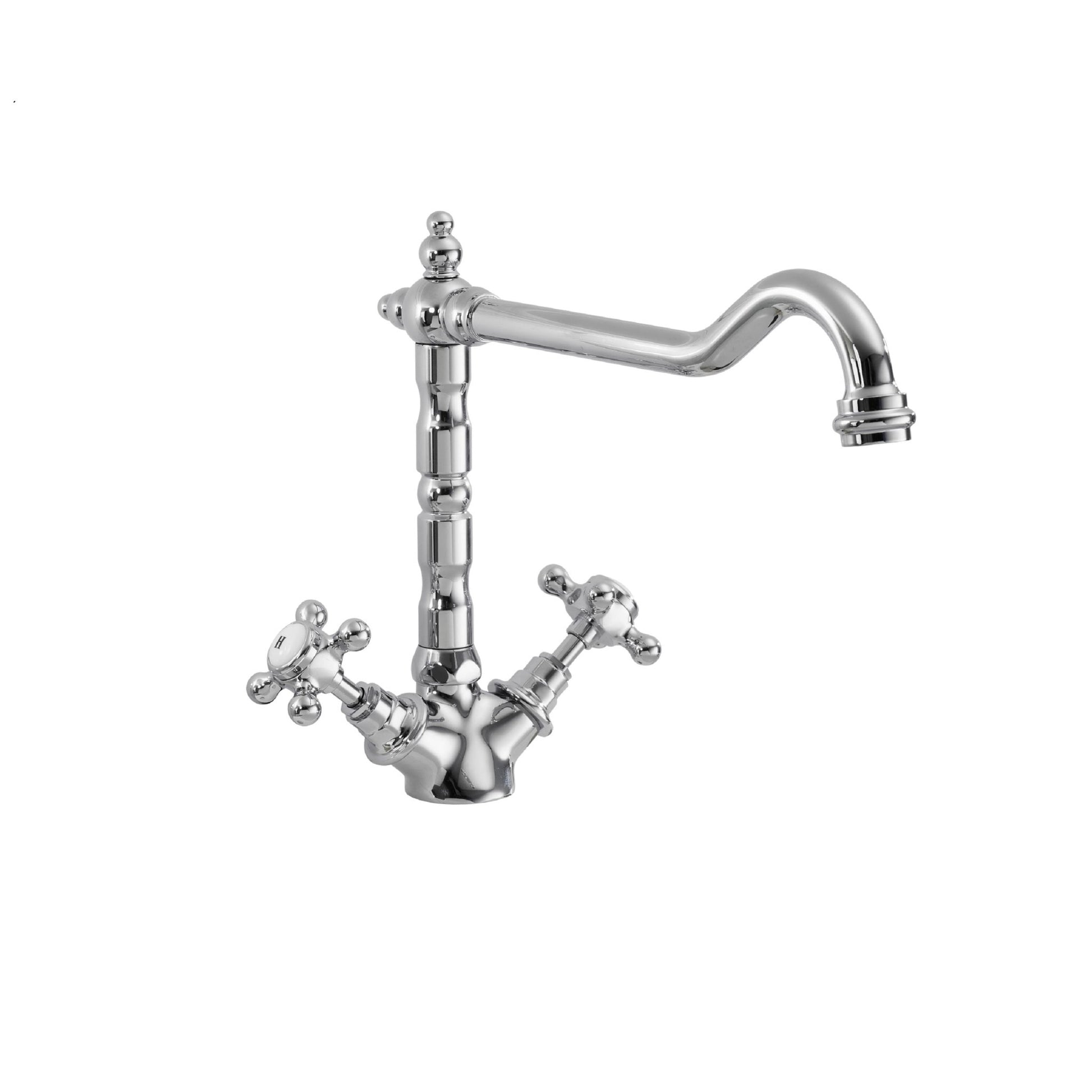 Nui French Classic Mono Sink Mixer Traditional Chrome Brass 240x190x230mm - JJ Building Materials