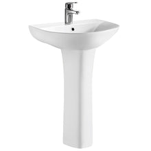 Nui Freya 560mm Basin & Pedestal Contemporary White Vitreous China 825x550x460mm - JJ Building Materials