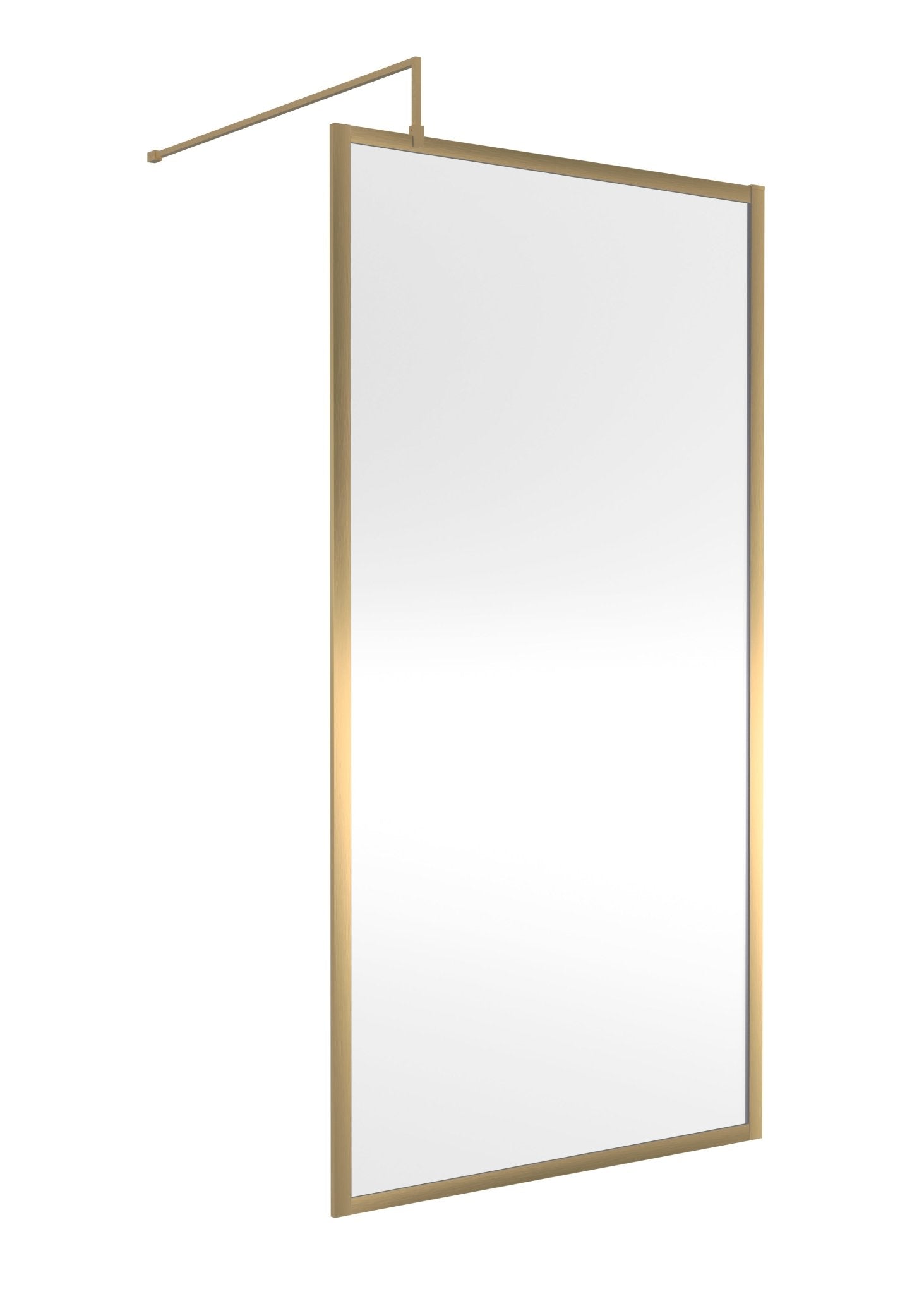 Nui Full Outer Frame Wetroom Screen 1850x1000x8mm Contemporary Brushed Brass Aluminium 1850x1000x13mm - JJ Building Materials