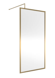 Nui Full Outer Frame Wetroom Screen 1850x1000x8mm Contemporary Brushed Brass Aluminium 1850x1000x13mm - JJ Building Materials