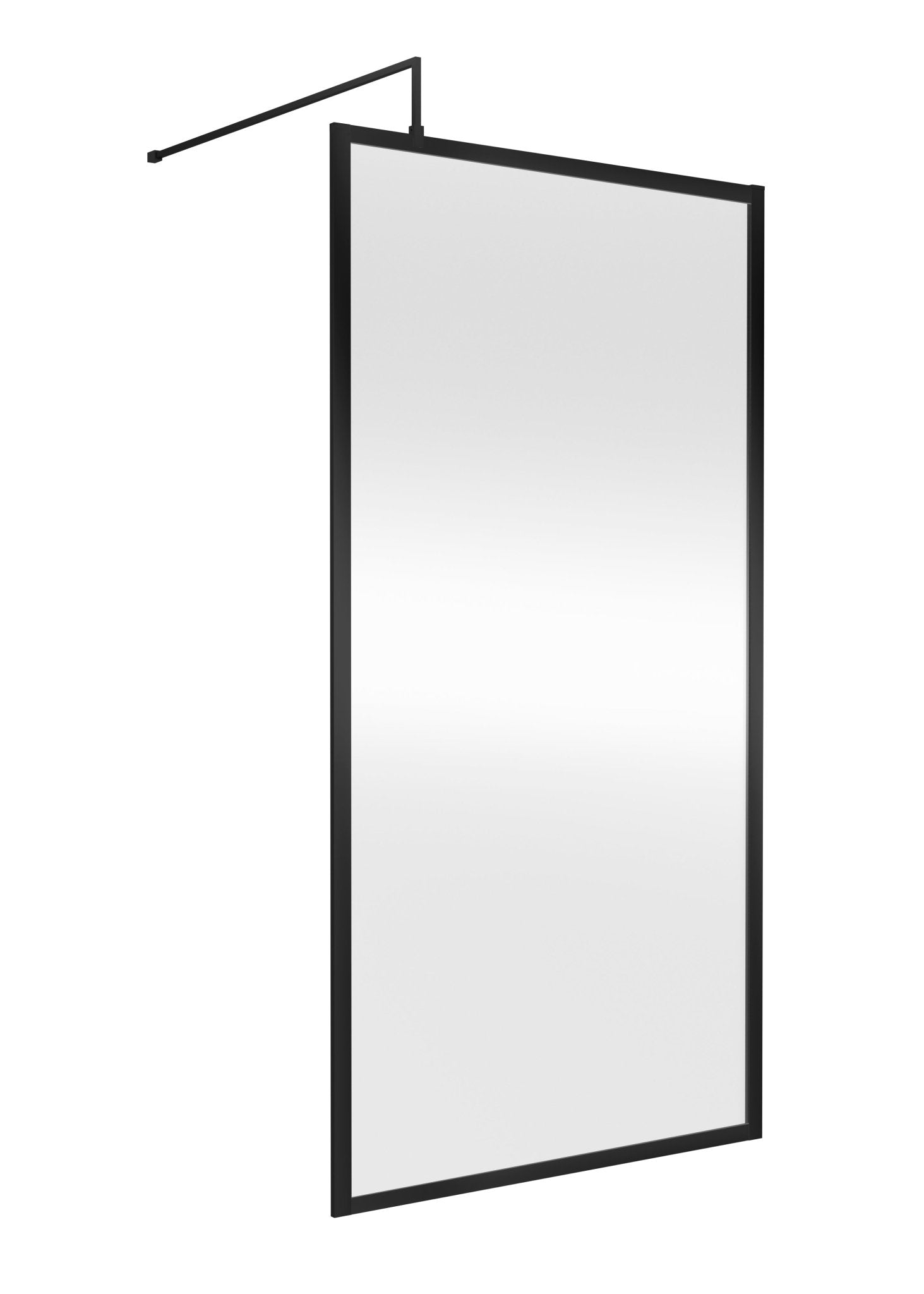 Nui Full Outer Frame Wetroom Screen 1850x1000x8mm Contemporary Matt Black Aluminium 1850x1000x13mm - JJ Building Materials