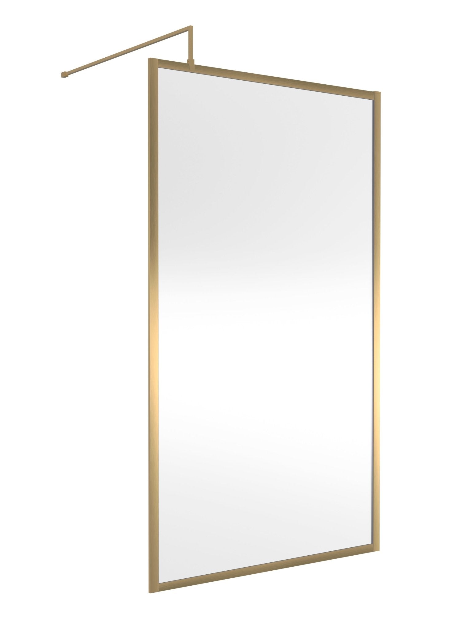 Nui Full Outer Frame Wetroom Screen 1850x1100x8mm Contemporary Brushed Brass Aluminium 1850x1100x13mm - JJ Building Materials