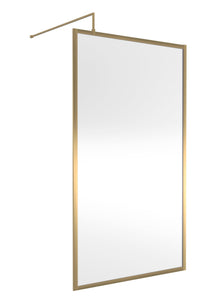 Nui Full Outer Frame Wetroom Screen 1850x1100x8mm Contemporary Brushed Brass Aluminium 1850x1100x13mm - JJ Building Materials