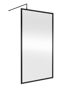 Nui Full Outer Frame Wetroom Screen 1850x1100x8mm Contemporary Matt Black Aluminium 1850x1100x13mm - JJ Building Materials