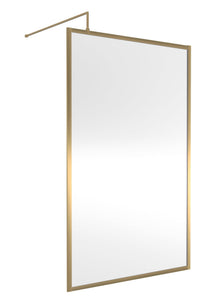 Nui Full Outer Frame Wetroom Screen 1850x1200x8mm Contemporary Brushed Brass Aluminium 1850x1200x13mm - JJ Building Materials