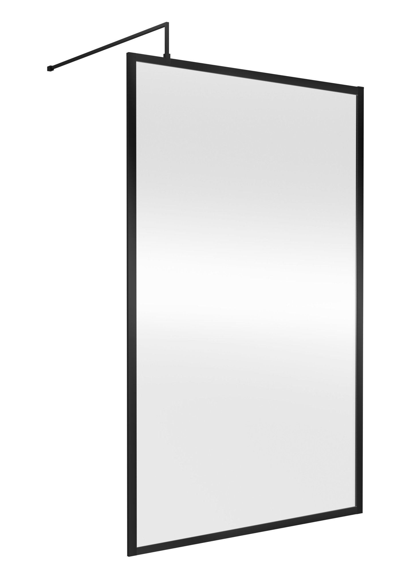 Nui Full Outer Frame Wetroom Screen 1850x1200x8mm Contemporary Matt Black Aluminium 1850x1200x13mm - JJ Building Materials