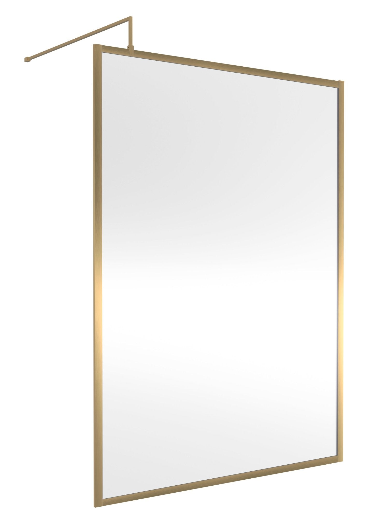 Nui Full Outer Frame Wetroom Screen 1850x1400x8mm Contemporary Brushed Brass Aluminium 1850x1400x13mm - JJ Building Materials