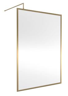 Nui Full Outer Frame Wetroom Screen 1850x1400x8mm Contemporary Brushed Brass Aluminium 1850x1400x13mm - JJ Building Materials