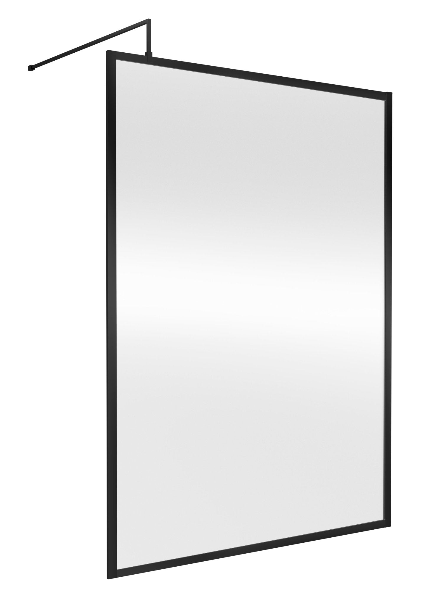 Nui Full Outer Frame Wetroom Screen 1850x1400x8mm Contemporary Matt Black Aluminium 1850x1400x13mm - JJ Building Materials