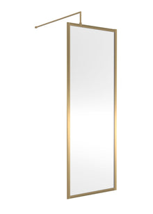 Nui Full Outer Frame Wetroom Screen 1850x700x8mm Contemporary Brushed Brass Aluminium 1850x700x13mm - JJ Building Materials
