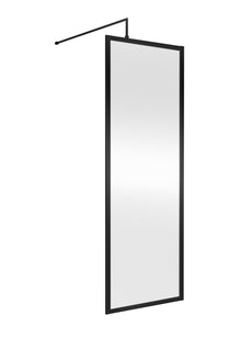 Nui Full Outer Frame Wetroom Screen 1850x700x8mm Contemporary Matt Black Aluminium 1850x700x13mm - JJ Building Materials