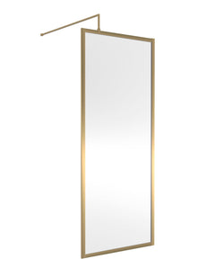 Nui Full Outer Frame Wetroom Screen 1850x760x8mm Contemporary Brushed Brass Aluminium 1850x760x13mm - JJ Building Materials