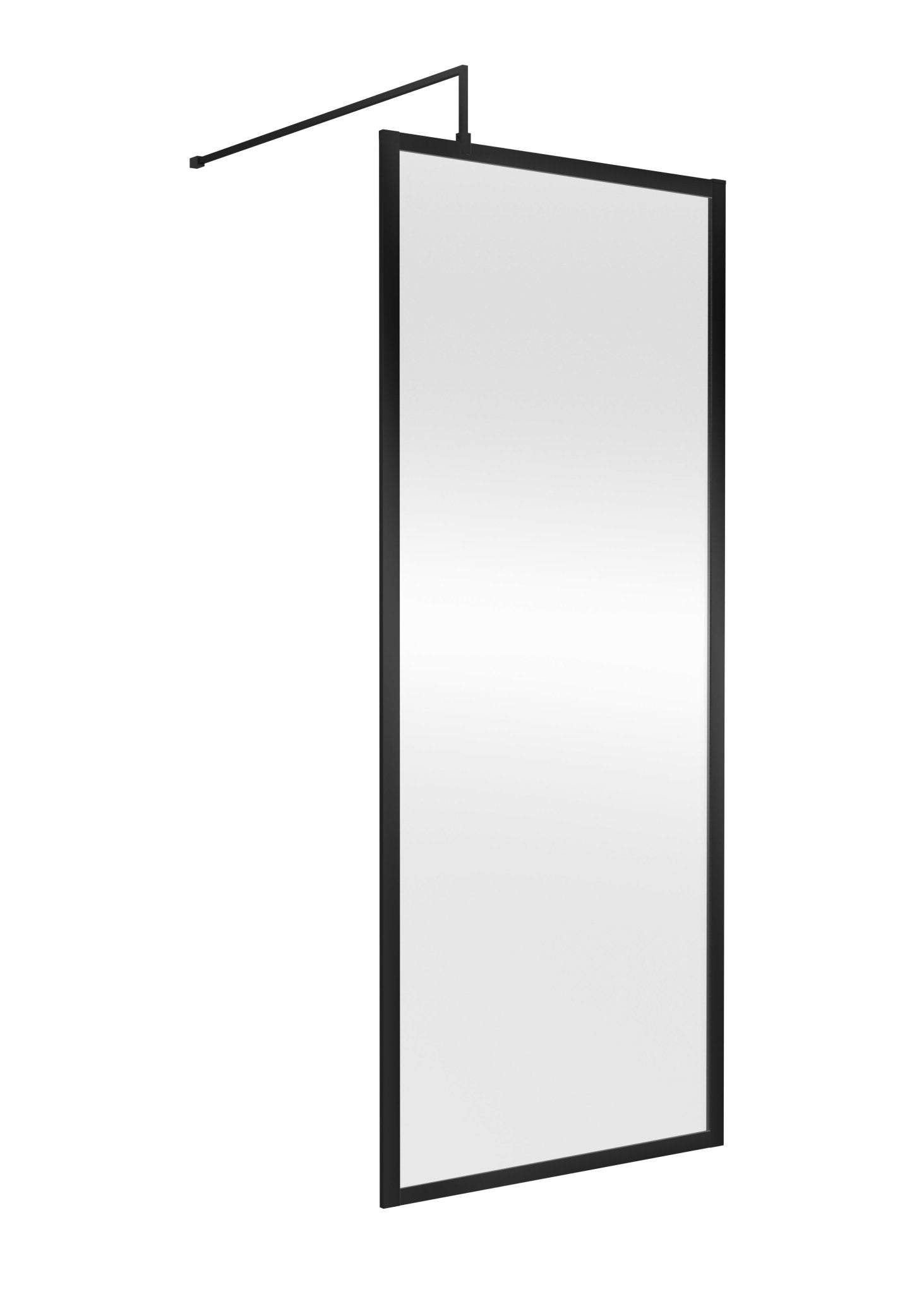 Nui Full Outer Frame Wetroom Screen 1850x760x8mm Contemporary Matt Black Aluminium 1850x760x13mm - JJ Building Materials
