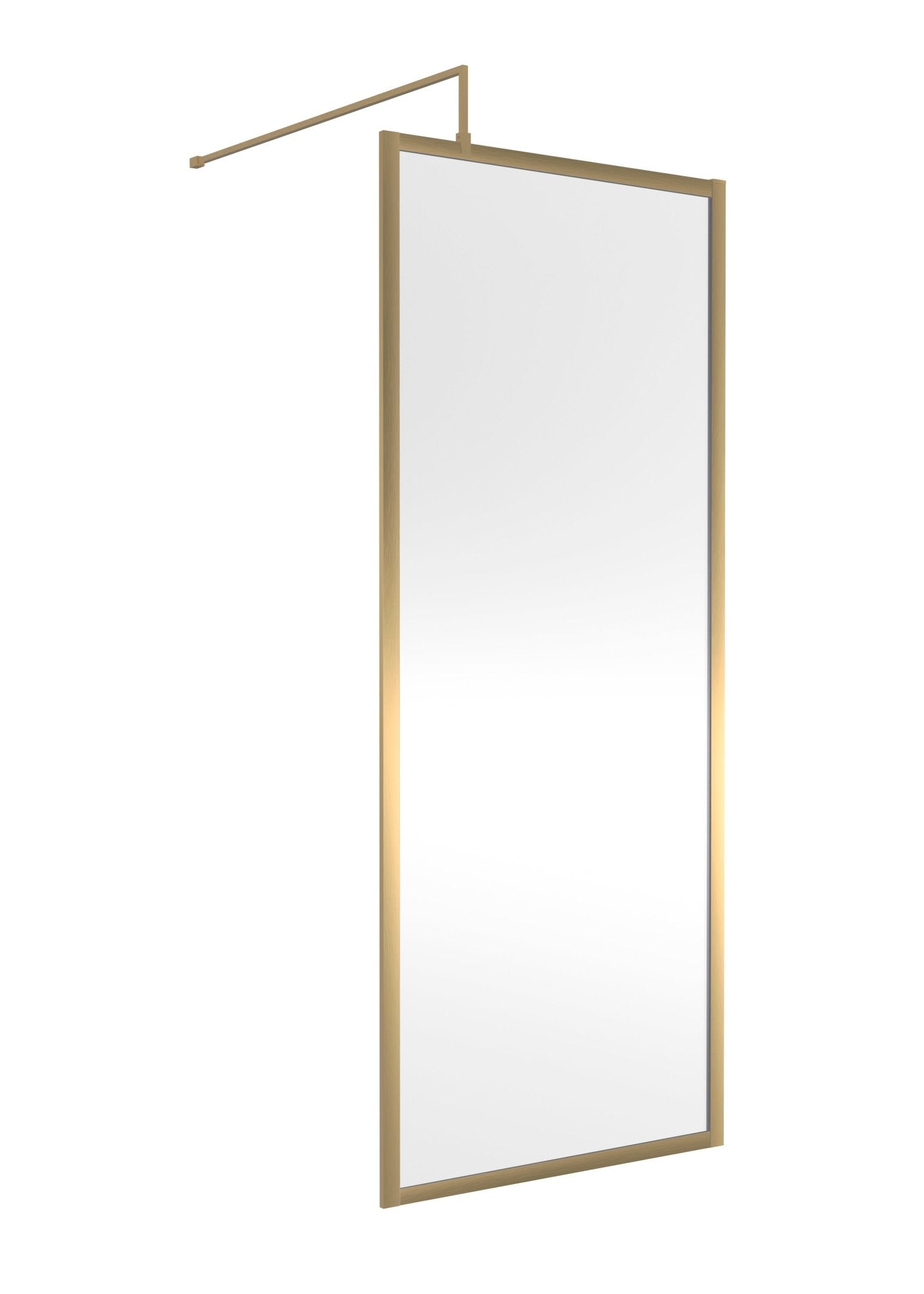 Nui Full Outer Frame Wetroom Screen 1850x800x8mm Contemporary Brushed Brass Aluminium 1850x800x13mm - JJ Building Materials