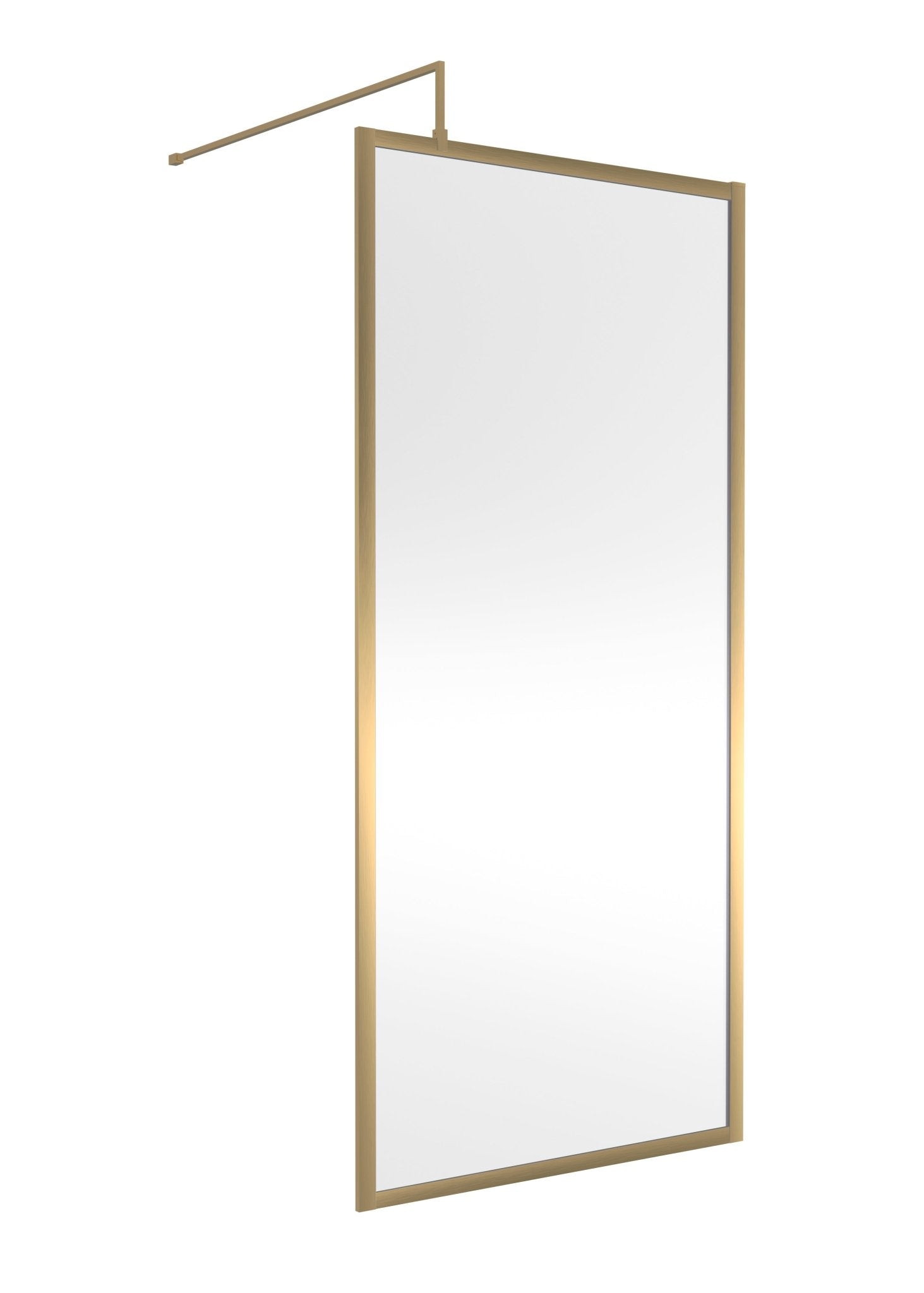 Nui Full Outer Frame Wetroom Screen 1850x900x8mm Contemporary Brushed Brass Aluminium 1850x900x13mm - JJ Building Materials