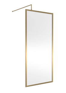 Nui Full Outer Frame Wetroom Screen 1850x900x8mm Contemporary Brushed Brass Aluminium 1850x900x13mm - JJ Building Materials