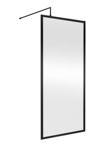Nui Full Outer Frame Wetroom Screen 1850x900x8mm Contemporary Matt Black Aluminium 1850x900x13mm - JJ Building Materials