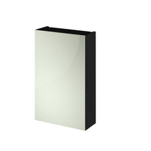 Nui Fusion 450mm Mirror Cabinet Contemporary Charcoal Black MFC Textured Woodgrain 715x450x182mm - JJ Building Materials