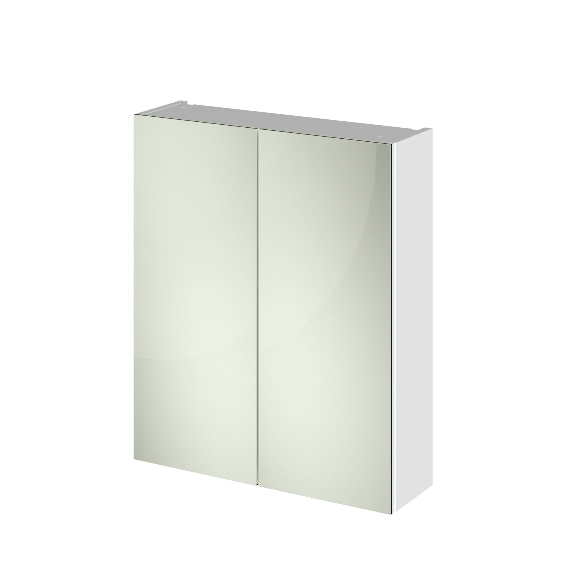 Nui Fusion 600mm Mirror Unit (50/50) Contemporary Gloss White MFC Painted Gloss 715x600x182mm - JJ Building Materials