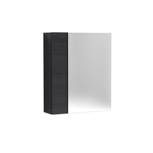 Nui Fusion 600mm Mirror Unit (75/25) Contemporary Charcoal Black MFC Textured Woodgrain 715x600x182mm - JJ Building Materials