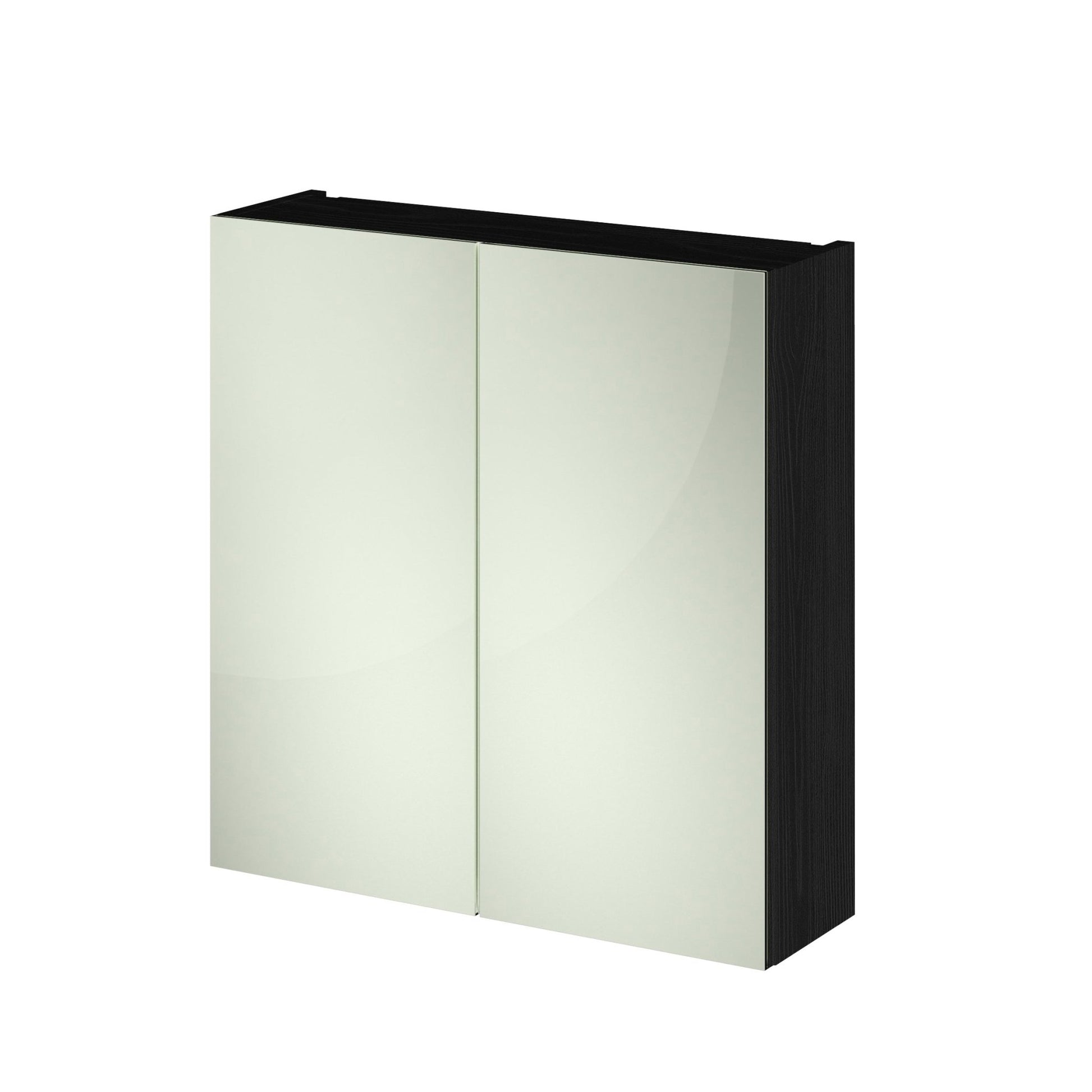 Nui Fusion 800mm Mirror Unit (50/50) Contemporary Charcoal Black MFC Textured Woodgrain 715x800x180mm - JJ Building Materials