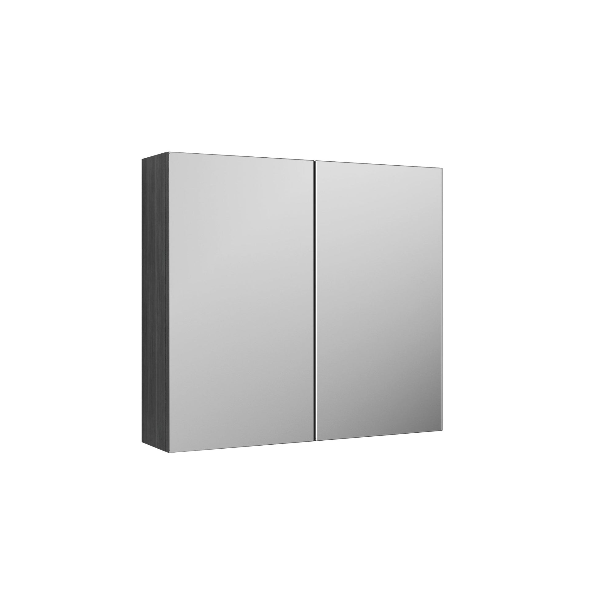Nui Fusion 800mm Mirror Unit (50/50) Contemporary Graphite Grey Woodgrain MFC Textured Woodgrain 715x800x180mm - JJ Building Materials
