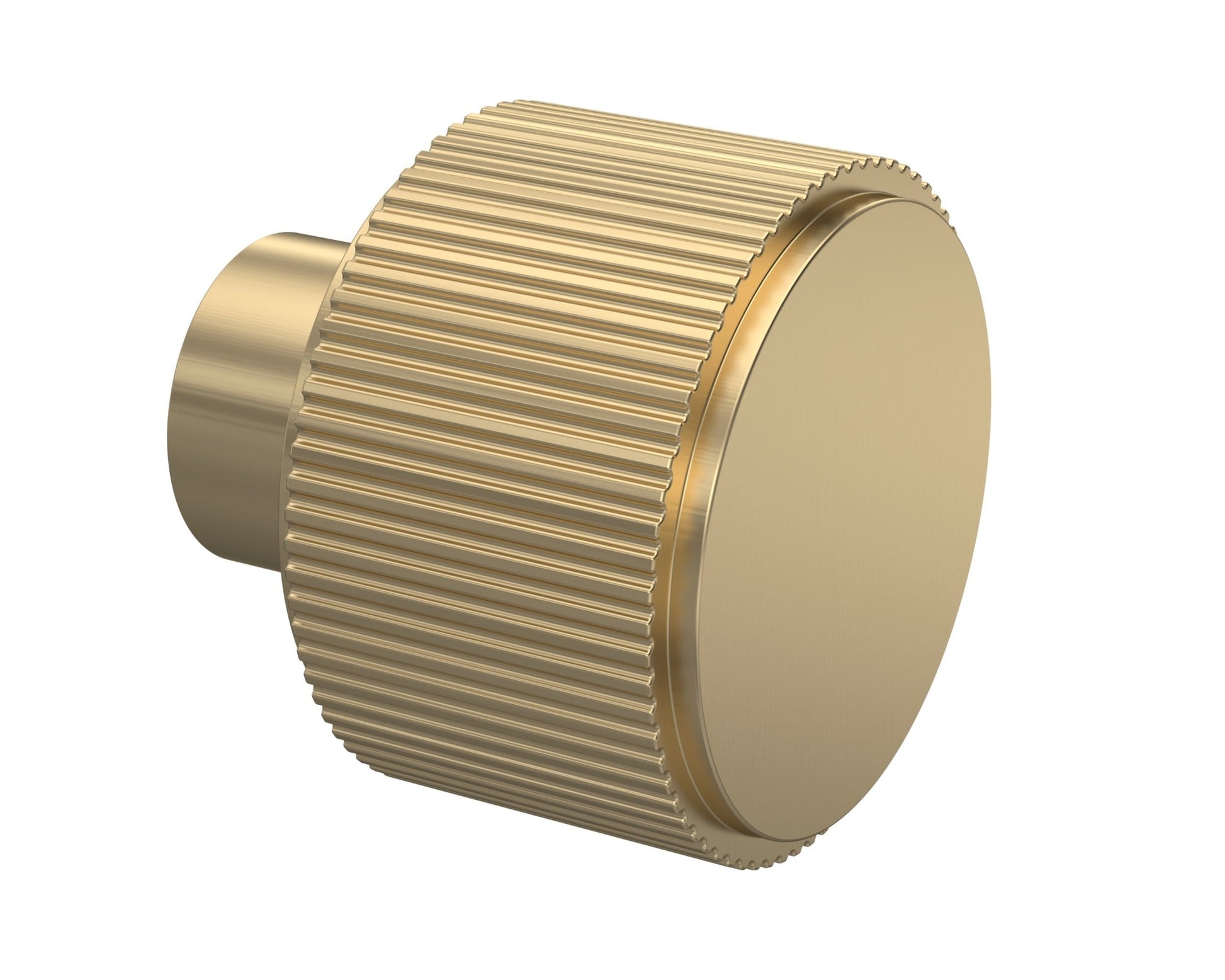 Nui Handles Fluted Furniture Knob Contemporary Brushed Brass Aluminium 30x30x30mm - JJ Building Materials