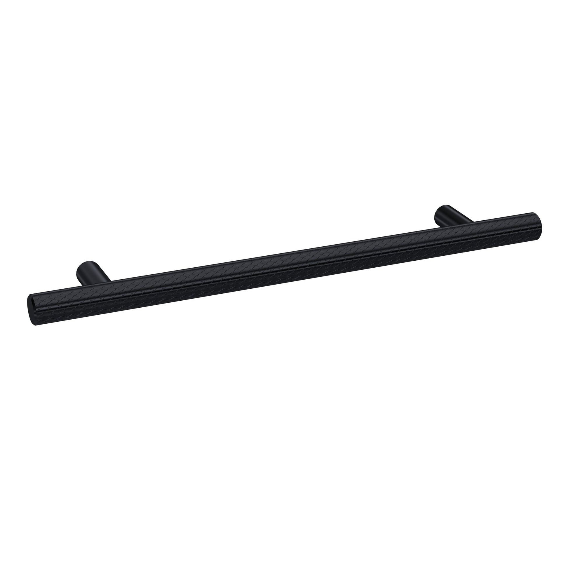 Nui Handles Knurled Bar Handle 160mm Contemporary Matt Black Brass 220x12x32mm - JJ Building Materials