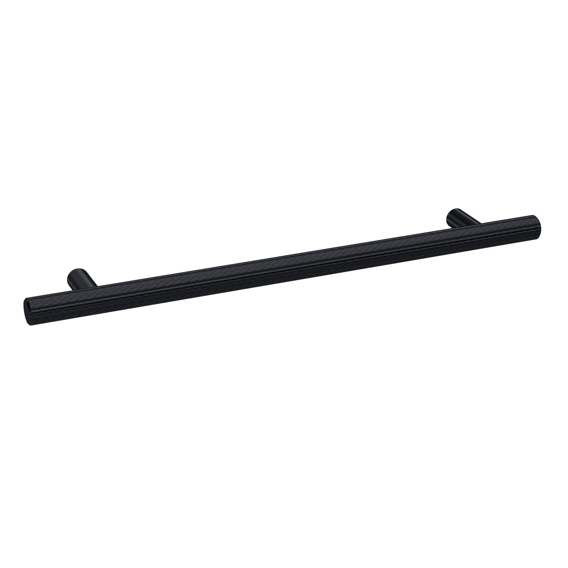 Nui Handles Knurled Bar Handle 192mm Contemporary Matt Black Brass 252x12x32mm - JJ Building Materials