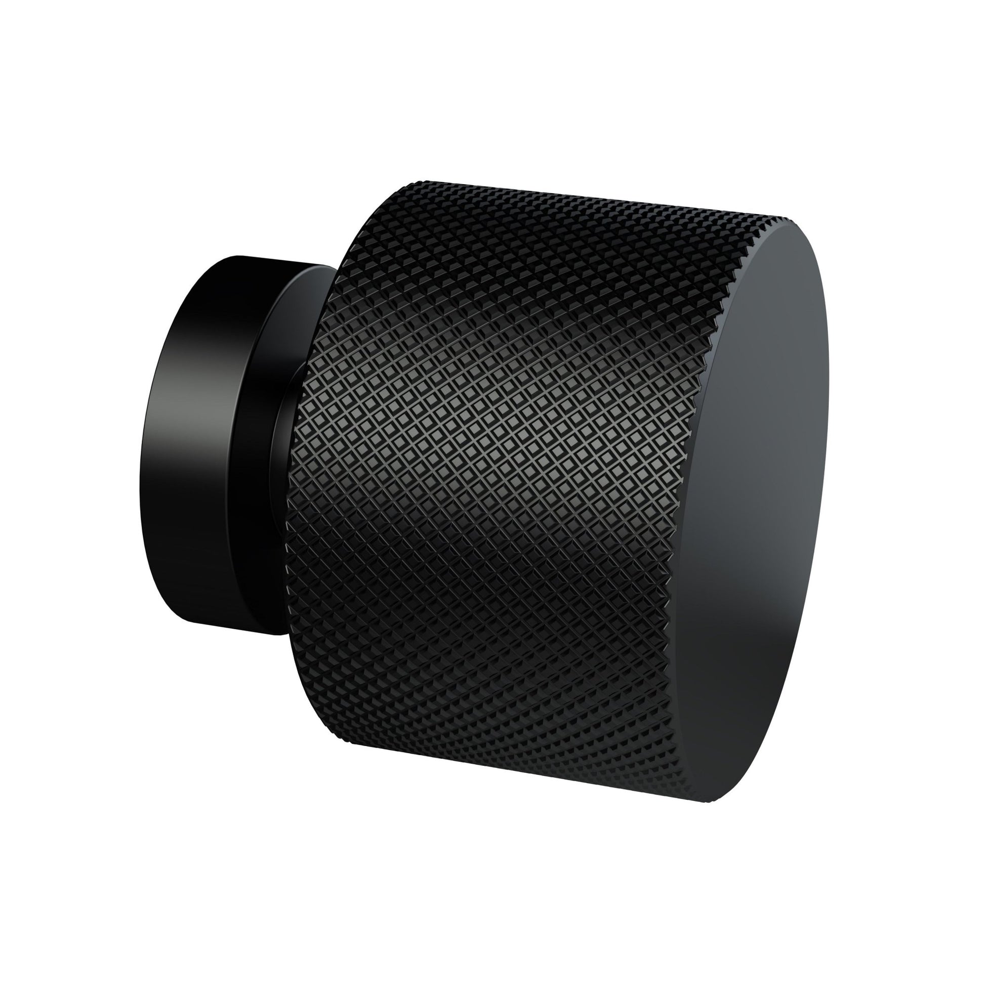 Nui Handles Knurled Round Knob Contemporary Black Aluminium 30x30x30mm - JJ Building Materials
