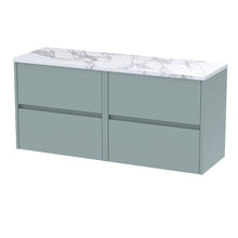 Nui Havana 1200mm Wall Hung 4 - drawer Unit & Laminate Worktop Contemporary Coastal Grey MFC Smooth Matt 561x1205x390mm - HAV2304LCM2 - JJ Building Materials