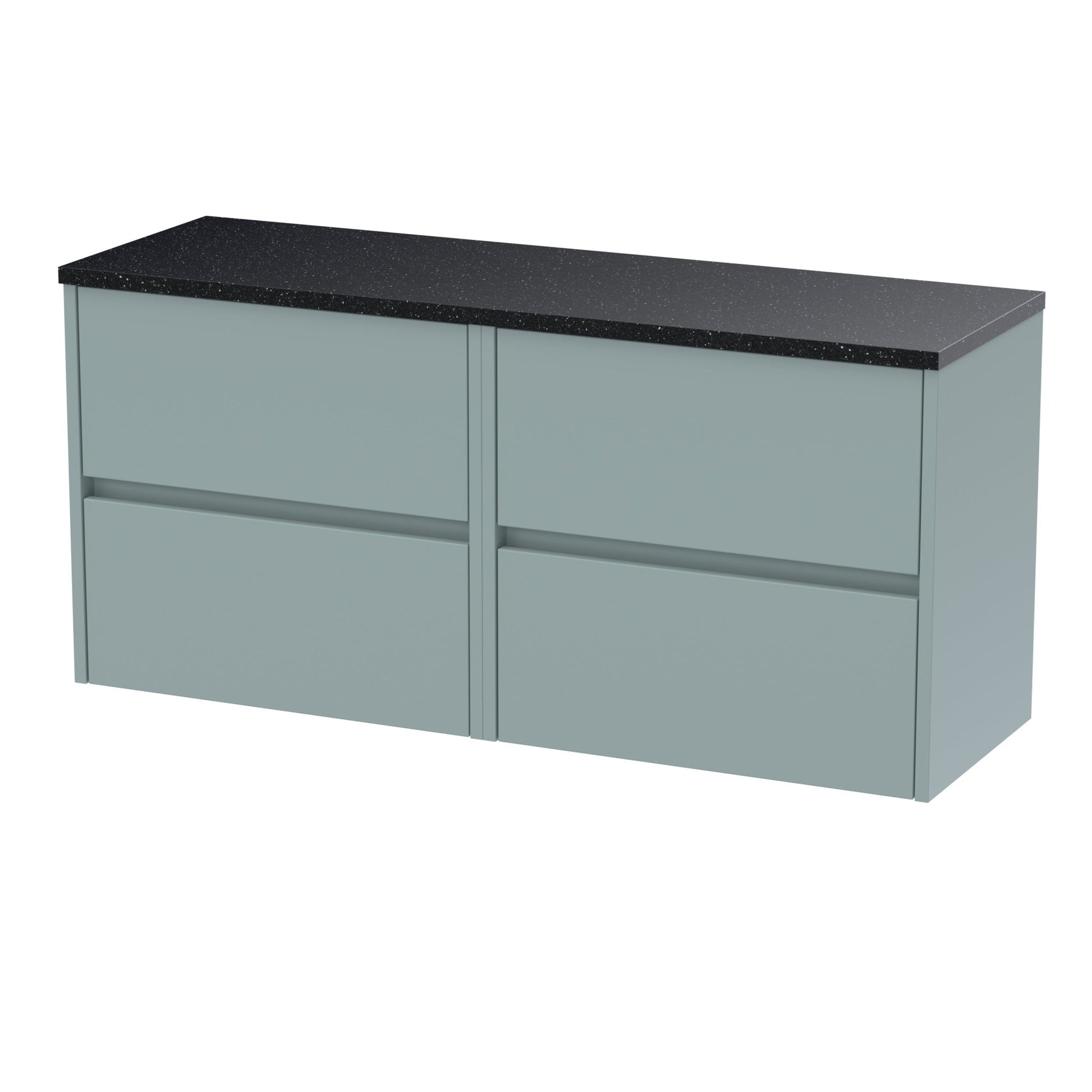 Nui Havana 1200mm Wall Hung 4 - drawer Unit & Laminate Worktop Contemporary Coastal Grey MFC Smooth Matt 561x1205x390mm - HAV2304LSB2 - JJ Building Materials