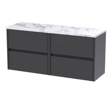 Nui Havana 1200mm Wall Hung 4 - drawer Unit & Laminate Worktop Contemporary Graphite Grey Woodgrain MFC Textured Woodgrain 561x1205x390mm - HAV2204LCM2 - JJ Building Materials