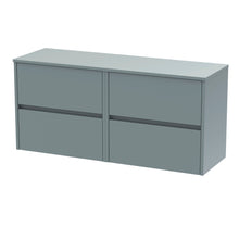 Nui Havana 1200mm Wall Hung 4 Drawer Unit & Worktop Contemporary Coastal Grey MFC Smooth Matt 557x1205x390mm - JJ Building Materials
