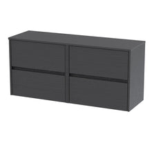 Nui Havana 1200mm Wall Hung 4 Drawer Unit & Worktop Contemporary Graphite Grey Woodgrain MFC Textured Woodgrain 557x1205x390mm - JJ Building Materials