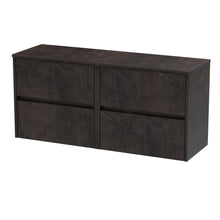 Nui Havana 1200mm Wall Hung 4 Drawer Unit & Worktop Contemporary Metallic Slate MFC Textured Matt 557x1205x390mm - JJ Building Materials