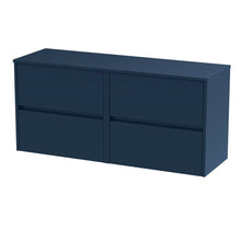 Nui Havana 1200mm Wall Hung 4 - drawer Unit & Worktop Contemporary Midnight Blue MFC Painted Matt 557x1205x390mm - JJ Building Materials
