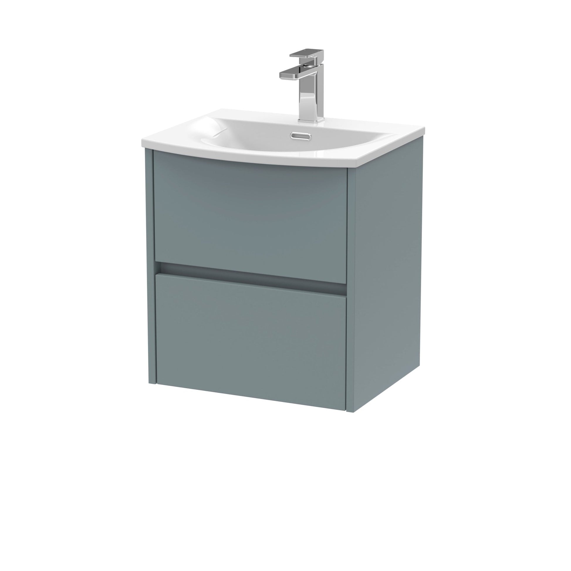 Nui Havana 500mm Wall Hung 2 Drawer Unit & Basin 4 Contemporary Coastal Grey MFC Smooth Matt 564x510x440mm - JJ Building Materials