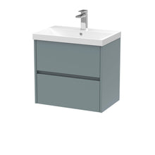 Nui Havana 600mm Wall Hung 2 Drawer Unit & Basin 3 Contemporary Coastal Grey MFC Smooth Matt 589x610x395mm - JJ Building Materials
