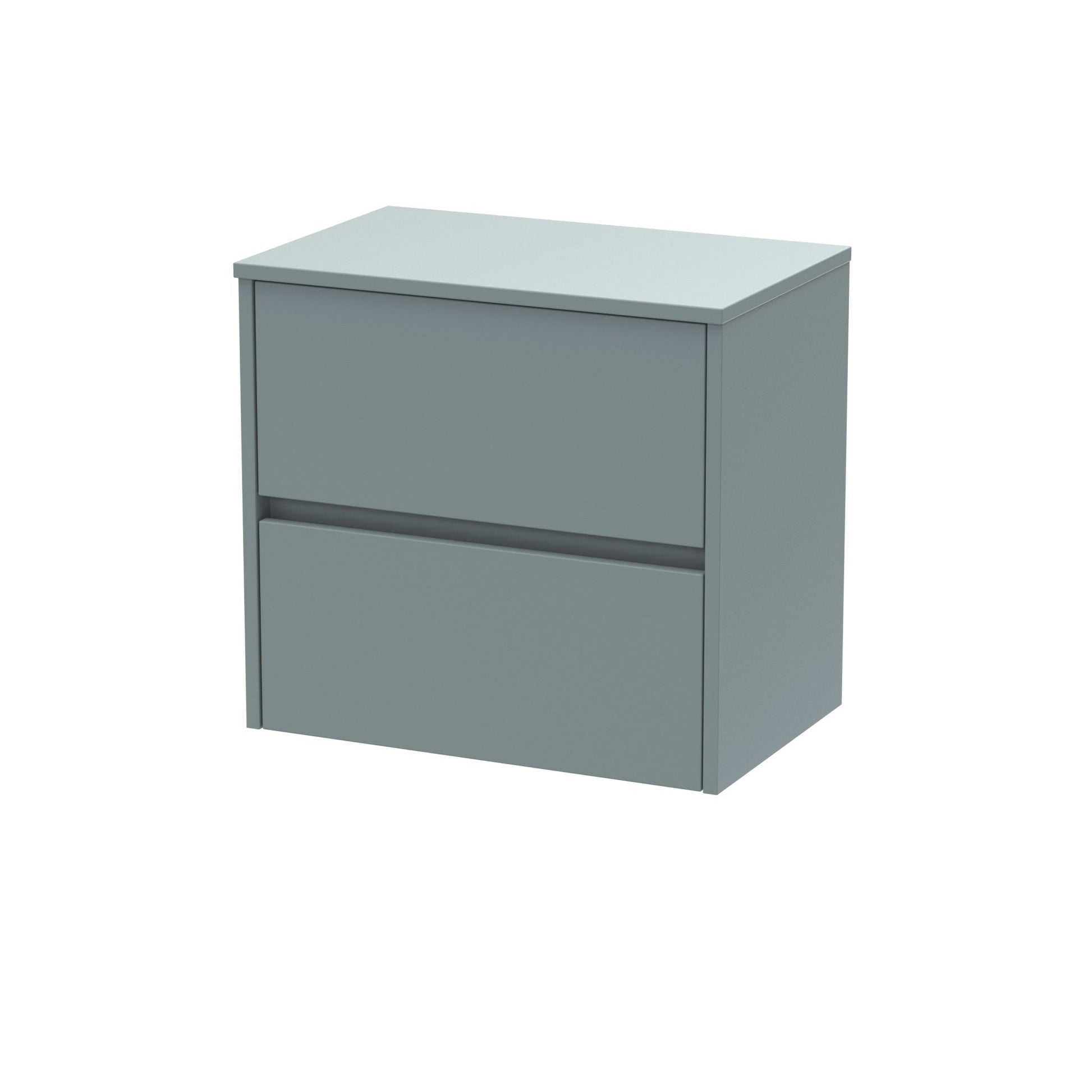Nui Havana 600mm Wall Hung 2 Drawer Unit & Worktop Contemporary Coastal Grey MFC Smooth Matt 557x605x390mm - JJ Building Materials