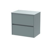 Nui Havana 600mm Wall Hung 2 Drawer Unit & Worktop Contemporary Coastal Grey MFC Smooth Matt 557x605x390mm - JJ Building Materials