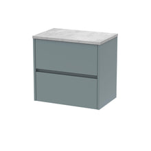 Nui Havana 600mm Wall Hung 2 Drawer Unit & Worktop Contemporary Coastal Grey MFC Smooth Matt 561x605x390mm - HAV2304LBG - JJ Building Materials