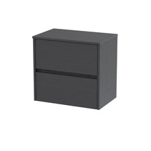 Nui Havana 600mm Wall Hung 2 Drawer Unit & Worktop Contemporary Graphite Grey Woodgrain MFC Textured Woodgrain 557x605x390mm - JJ Building Materials